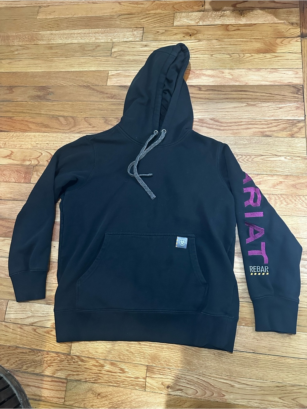 Ariat Women’s Rebar Hoodie Black Purple Embroidered Medium